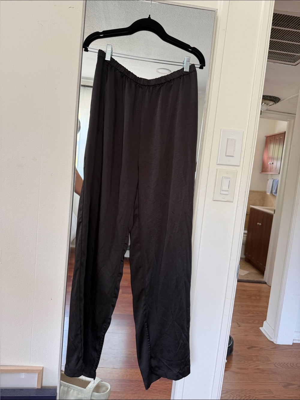 Womens Drawstring Satin Pants